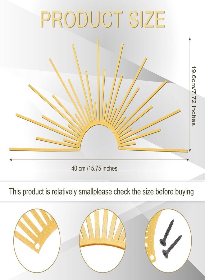 Otoolling Sun Gold Metal Wall Decor Minimalist Sun Sparkle Metal Wall Art Boho Abstract Sculpture Sunshine Minimalist Line Design for Kitchen Bedroom Living Room Outdoor,15.7'' x 7.7'' - Image 2